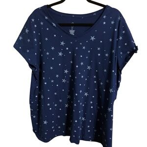 St. John's Bay Star Print Navy Top